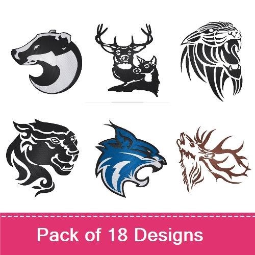 Animal Faces Embroidery Bundle – Lion, Monkey, Bear & More (18 Designs)