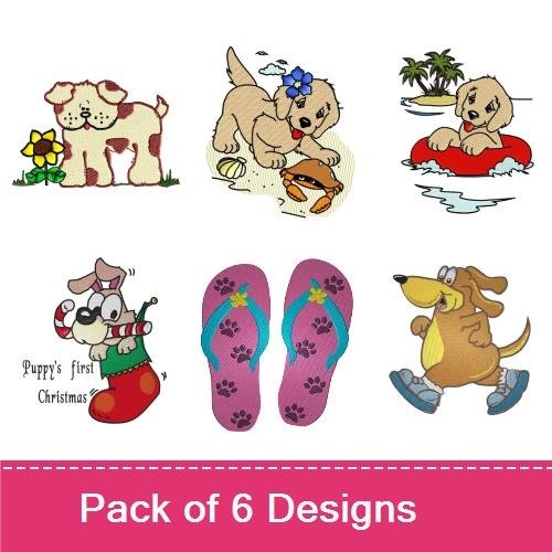 Puppy & Dog Embroidery Bundle – Fun & Cute Designs (6 Designs)