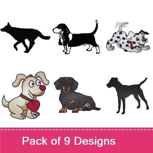 Dachshund & Dalmatian Embroidery Bundle – Cartoon & Silhouette Designs (9 Designs)