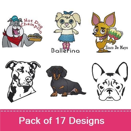 Dog Embroidery Bundle – Champion, Ballerina & More (17 Designs)