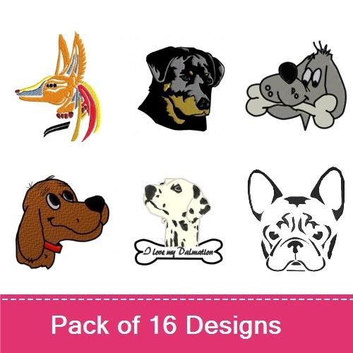 Coyote, Rottweiler & Cartoon Dog Embroidery Bundle – Dog Breeds (16 Designs)