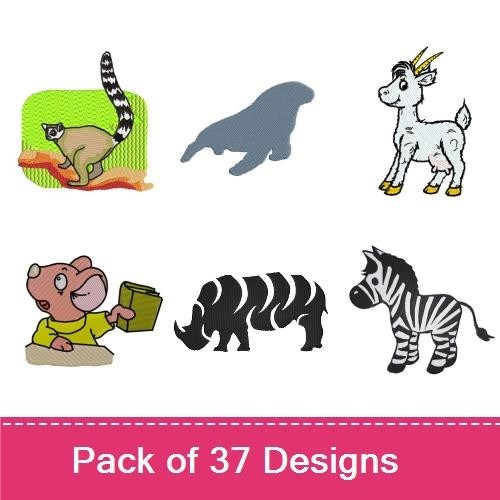 Animal Silhouettes & Cute Critters Embroidery Bundle – Elk Silhouette, Lab Dog, Cow & More (37 Designs)