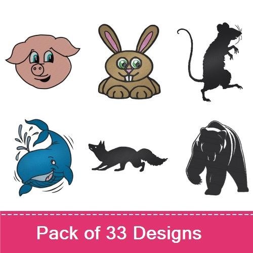 Animal Embroidery Bundle – Pig, Bunny, Mouse & More (33 Designs)