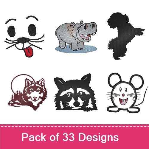 Cartoon Animal Embroidery Bundle – Fun Characters (33 Designs)