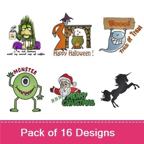 Whimsical Holiday & Fantasy Embroidery Designs Bundle – Unicorn, Santa Claus, Blue Fairy & More (14 Designs)