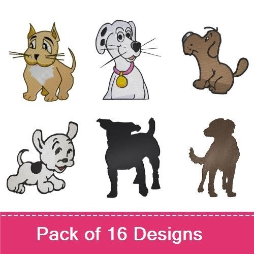 Dog Embroidery Bundle – Cat Dog, Playful Puppy & More (6 Designs)