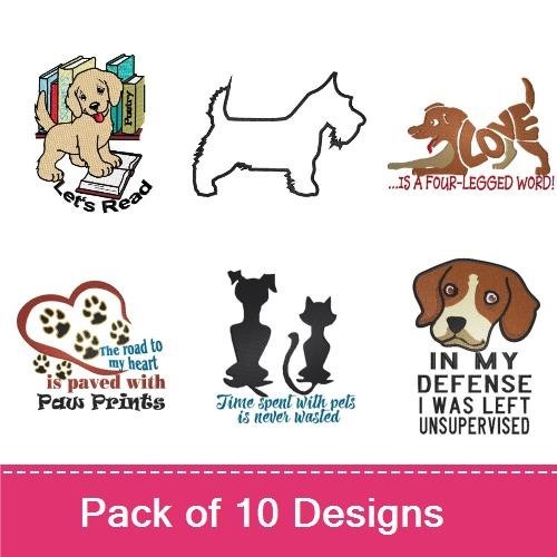 Puppy & Dog Themed Embroidery Bundle – Love & Silhouette Designs (10 Designs)