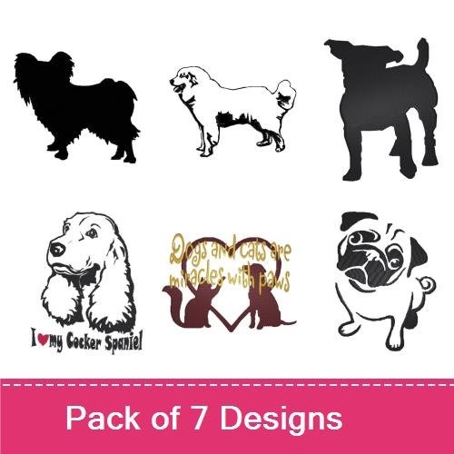 Dog Breed Embroidery Bundle – Yorkshire Terrier, Cocker Spaniel & Pug (7 Designs)
