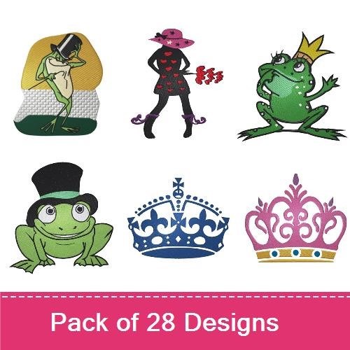 Frog & Crown Embroidery Bundle – Playful Designs (28 Designs)