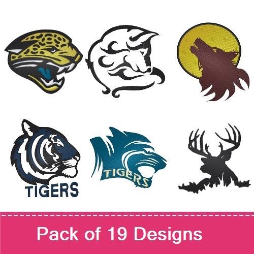 Wild Animal Faces Embroidery Bundle – Tiger, Lion, Raccoon, Cheetah & More (19 Designs)