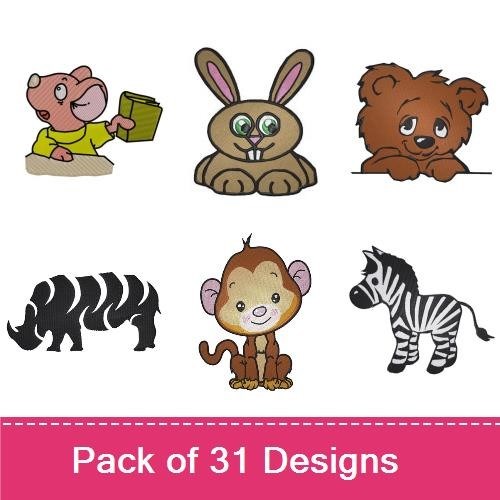 Farm Animal Embroidery Designs Bundle – Reindeer, Goat, Zebra, Squirrel & More (31 Designs)