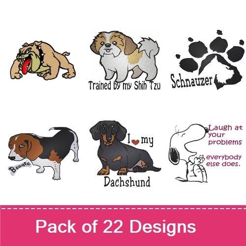 Dog Embroidery Bundle – Shih Tzu, Schnauzer, Dachshund & More (22 Designs)