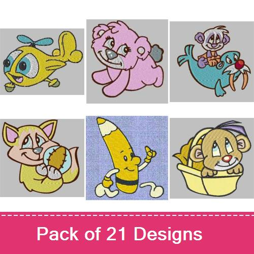 Cartoon Characters Embroidery design pack by Landmark Embroidery Designs,  Embroidery Packs on  