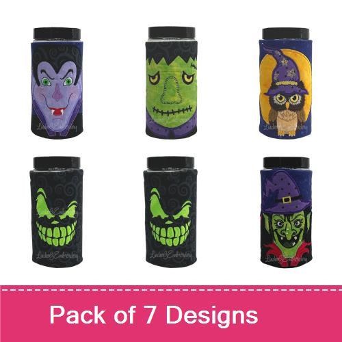 ITH Halloween Koozies Embroidery Designs Bundle – Vampire, Frankenstein, Owl & More (7 Designs)