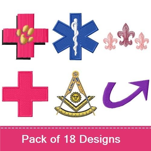 Medical & Symbol Embroidery Bundle – Crosses, Fleur-de-lis & More (18 Designs)