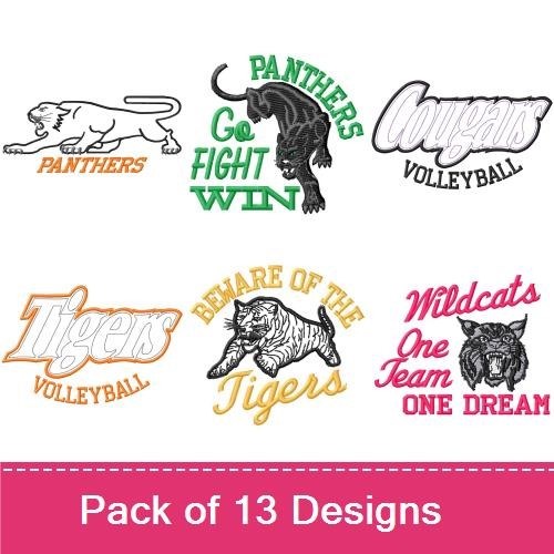 Wildcats & Big Cats Embroidery Designs Bundle – Jaguar, Lion, Tigers Fighting Win & More (13 Designs)