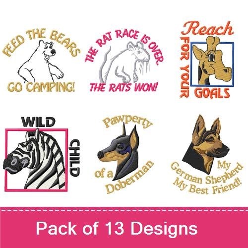 Animal Embroidery Bundle – Bear, Giraffe, and More (13 Designs)