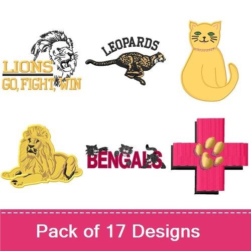 Lion & Leopard Embroidery Bundle – Animal Designs (17 Designs)