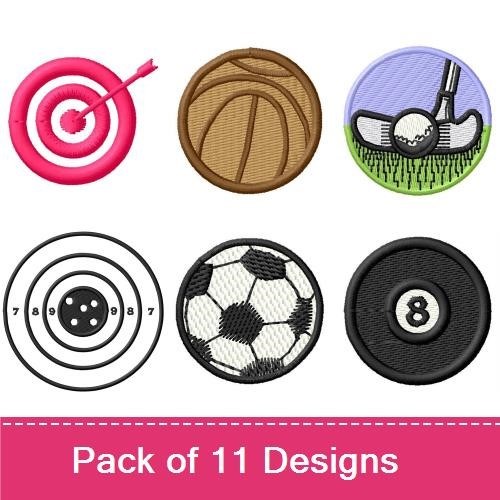 Sports and Outdoor Activities Embroidery Designs Bundle – Fishing Scene, Ice Skating Scene, Basketball & More (11 Designs)