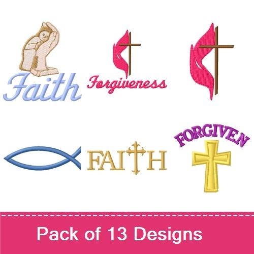 Faith and Inspiration Embroidery Bundle – Jesus Christ Text, Bible, Fish Symbol & More (13 Designs)