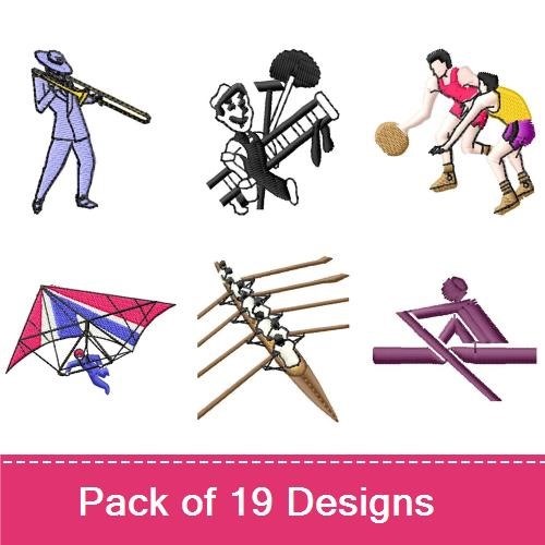 Vintage Western & Warrior Embroidery Designs Bundle – Chef with Spoon, Western Cowboy, Warrior Helmet & More (19 Designs)