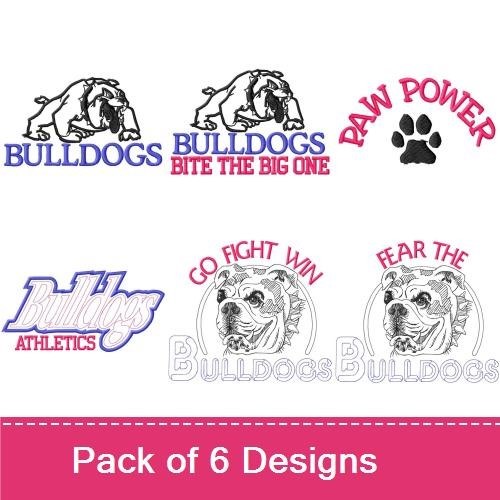 Bulldog Embroidery Bundle – Athletic & Motivational Designs (6 Designs)