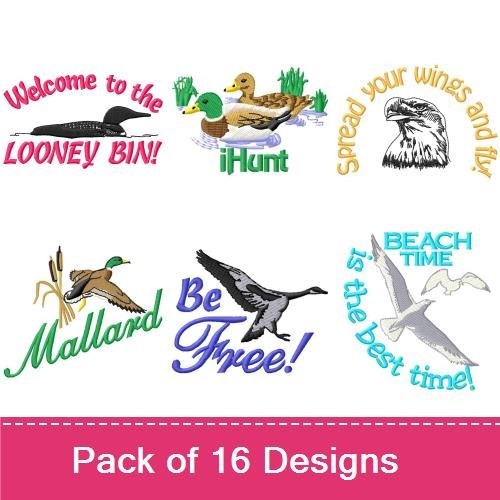 Birds & Wildlife Embroidery Bundle – Seagull, Mallard Duck, Beach Time & More (16 Designs)