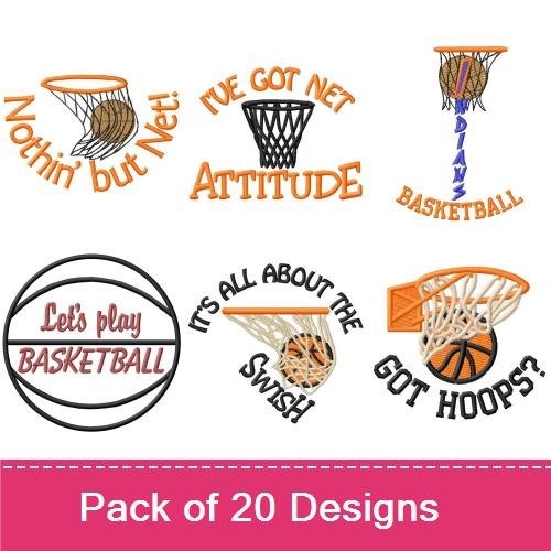 Basketball Embroidery Bundle – Nothin' but Net, Jaguar Basketball, Wildcats #1 Fan & More (20 Designs)