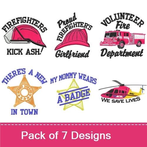 Firefighter & Rescue Themes Embroidery Designs Bundle – Volunteer Fire Department, Firefighters Kick Ash, & More (7 Designs)