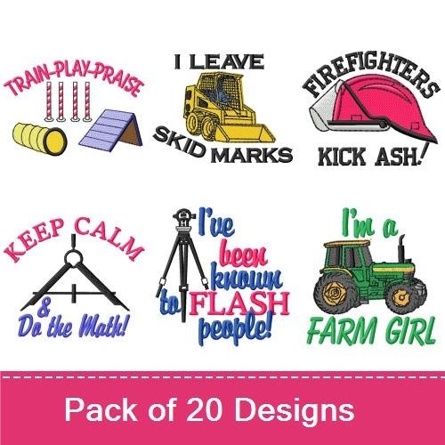 Farm and Hobby Sayings Embroidery Designs Bundle – I'm a Farm Girl, Stand Back, I'm going to Experiment & More (20 Designs)