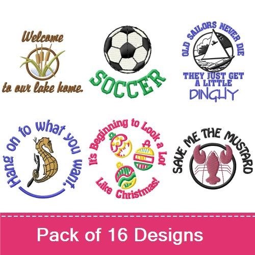 Inspirational and Hobby Embroidery Designs Bundle – Darts Chick, Racing, Work Sucks in Golf & More (16 Designs)