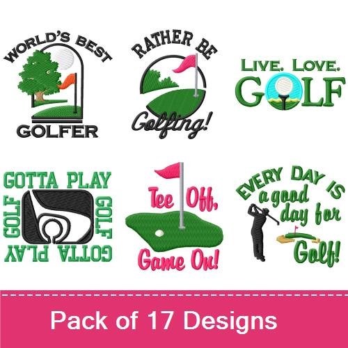 Golf Sayings Embroidery Designs Bundle – Golf is My Game, Rather Be Golfing, Live, Love, GOLF & More (17 Designs)