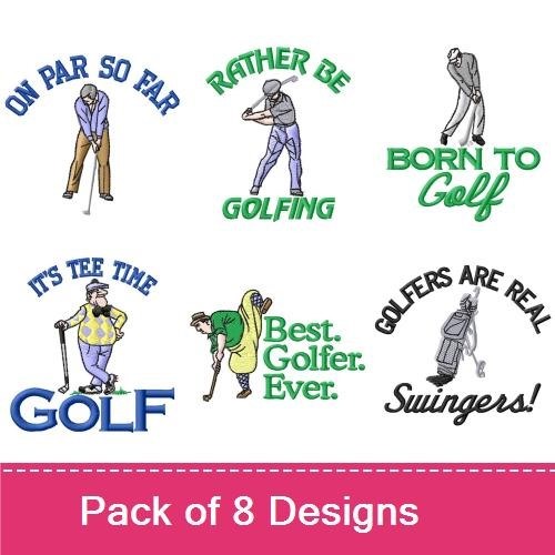 Golf Humor Embroidery Designs Bundle – Eat Sleep Golf Repeat, On Par So Far, Born to Golf & More (8 Designs)