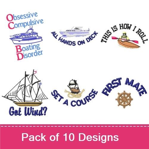 Nautical Sailing Embroidery Designs Bundle – This Is How I Roll, Anchor's Away, Lighthouse & More (10 Designs)