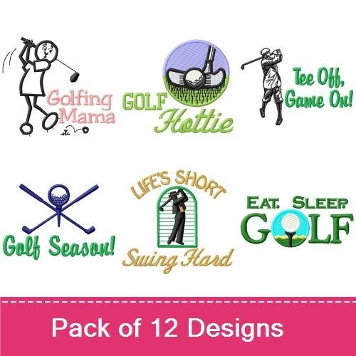 Golfing Embroidery Designs Bundle – Golfing Mama, Golf Hottie, Life's Short Swing Hard & More (12 Designs)