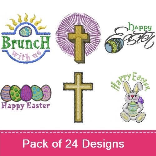 Easter Embroidery Designs Bundle – Easter Eggs, Bunny with Egg, Happy Easter Text & More (21 Designs)