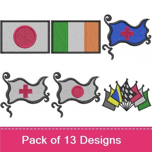 International Flags Embroidery Bundle – Swiss, British, Japanese & More (12 Designs)