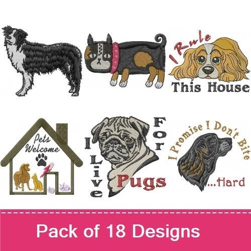 Dog Breeds Embroidery Bundle – Pugs, Bulldogs & More (18 Designs)