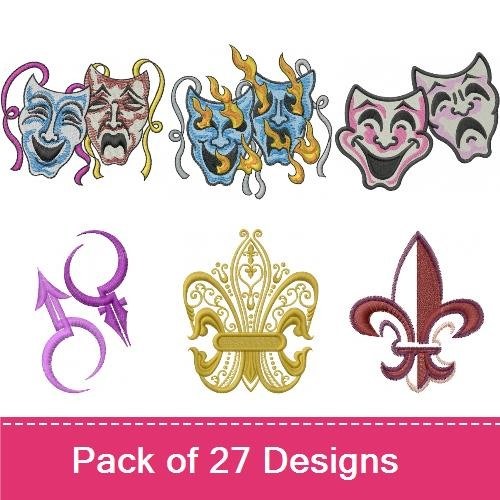 Symbols & Emblems Embroidery Designs Bundle – Autism Awareness Ribbon, Fleur-de-lis, Rock Hand Gesture & More (25 Designs)