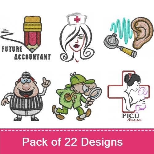Medical & Career Embroidery Bundle – Nurse, Accountant & More (22 Designs)