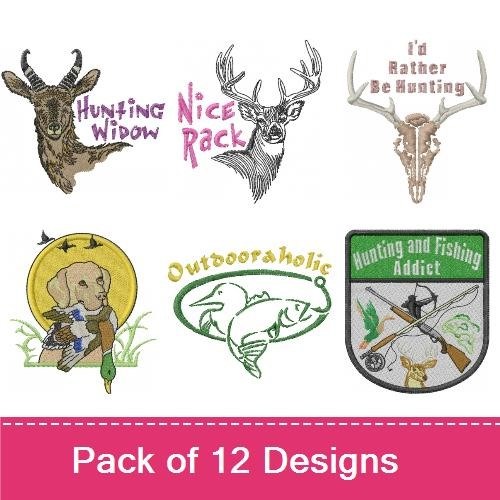 Hunting & Fishing Embroidery Bundle – Outdoor Enthusiasts (12 Designs)