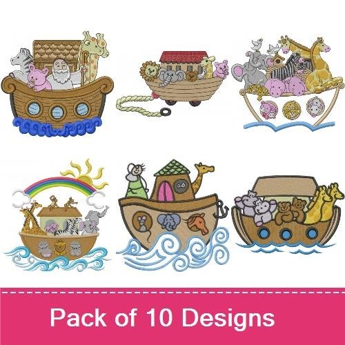 Noah's Ark Embroidery Bundle – Giraffe, Lion, Zebra, Elephant & More (10 Designs)