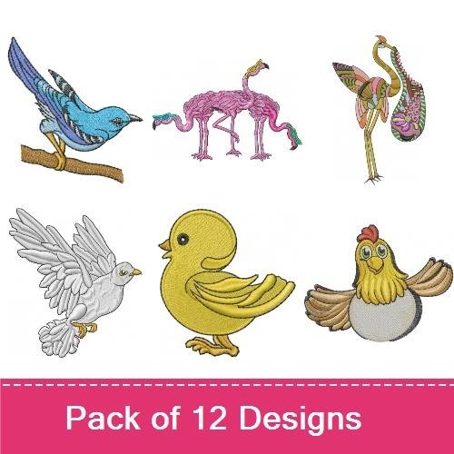 Colorful Bird Embroidery Bundle – Hummingbird, Blue Bird, Duck & More (11 Designs)
