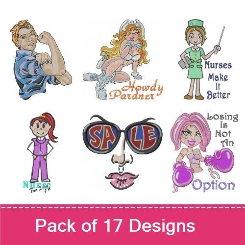 Whimsical Women in Professions Embroidery Designs Bundle – Rosie the Riveter, Mermaid, Teacher & More (17 Designs)