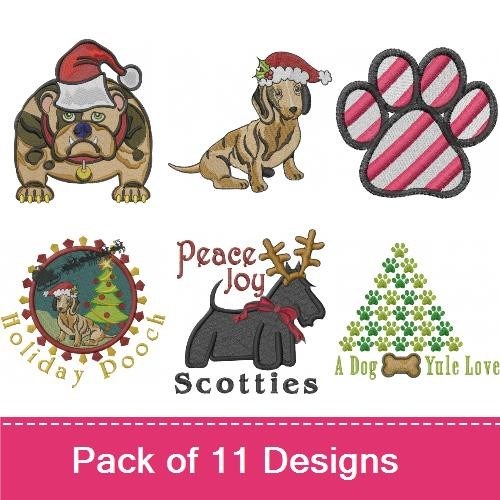 Bulldog & Great Dane Christmas Embroidery Bundle – Holiday Designs (11 Designs)