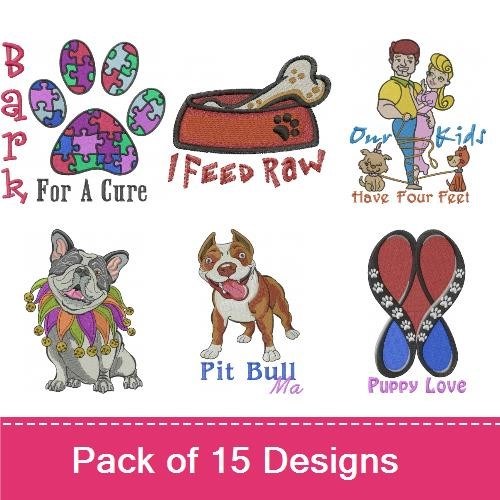 Dog-Themed Embroidery Bundle – Fun and Heartwarming Designs (15 Designs)