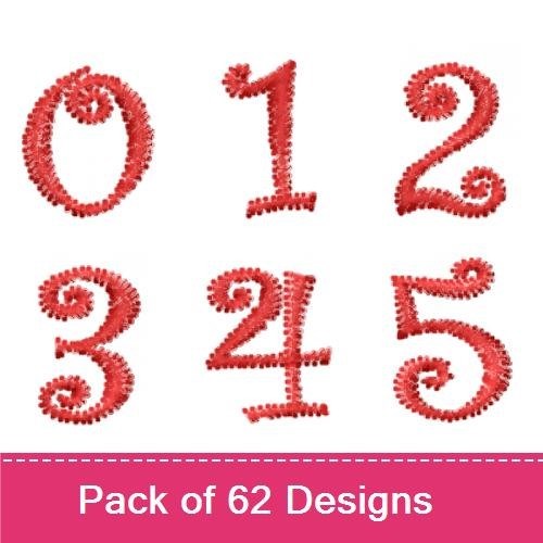 Rippled Ribbon Numbers Embroidery Designs Bundle – Ribbon Number 0, Ribbon Number 1, Ribbon Number 2 & More (62 Designs)