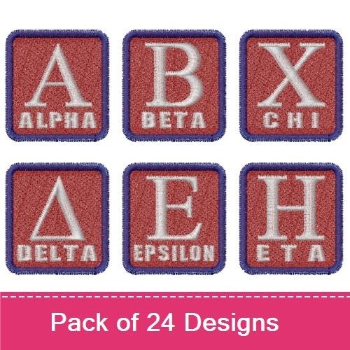 Greek Alphabet Letters Embroidery Bundle – Alpha, Beta, Chi & More (24 Designs)