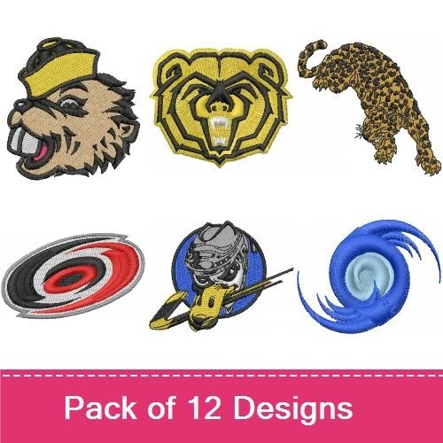 Beaver Mascot, Lion Head & Leopard Embroidery Bundle – Sports Teams (12 Designs)