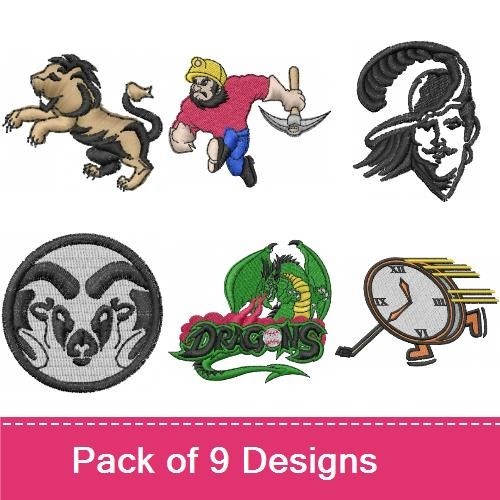 Whimsical Creatures Embroidery Designs Bundle – Lion, Builder Character, Bee & More (8 Designs)